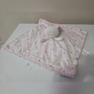 JUST BORN Pink BUNNY Lovey w/Sparkle Gold Hearts Baby Girls Security Blanket